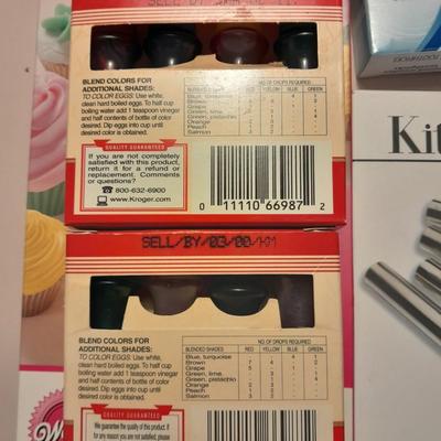 Cake adecorating kits, food coloring, and flavoring