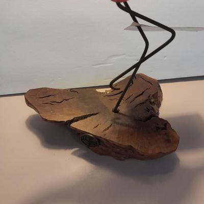 John Perry Studio Pink Flamingo Pellucida Resin Sculpture on Burlwood base