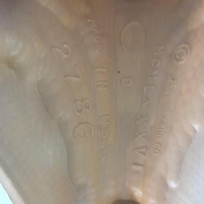 Large Gold framed beveled mirror with two MCM wall shelves.