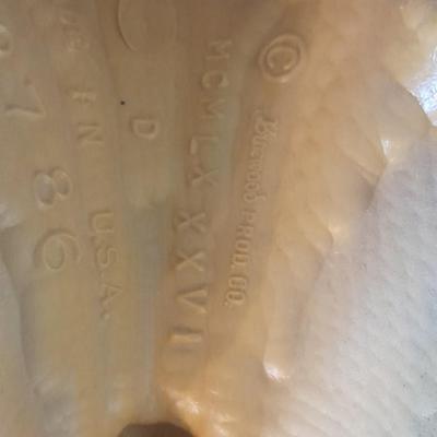 Large Gold framed beveled mirror with two MCM wall shelves.