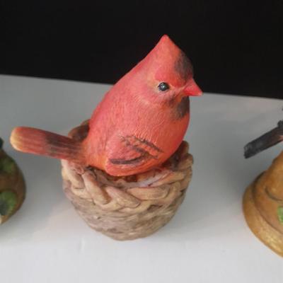 Three 6" bird figures two blue birds and a cardinal