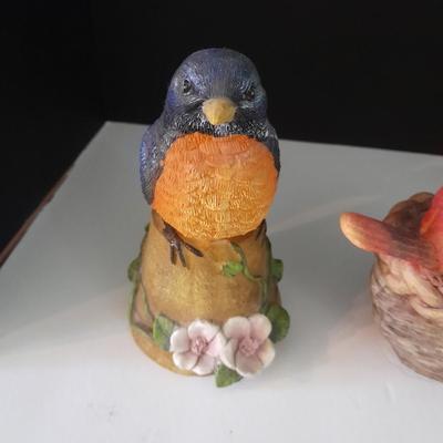 Three 6" bird figures two blue birds and a cardinal