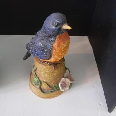 Three 6" bird figures two blue birds and a cardinal