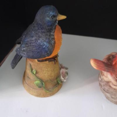 Three 6" bird figures two blue birds and a cardinal