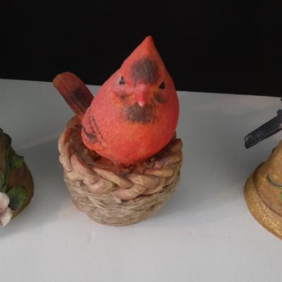 Three 6" bird figures two blue birds and a cardinal