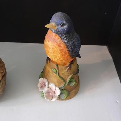 Three 6" bird figures two blue birds and a cardinal