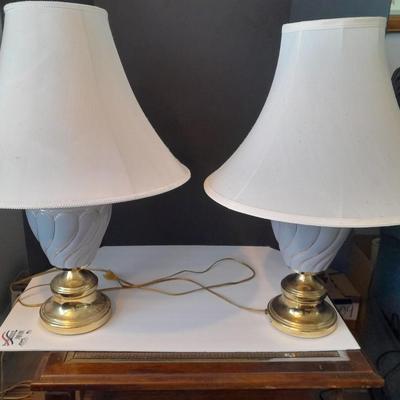 Two matching ceramic base Portable electric Lamps