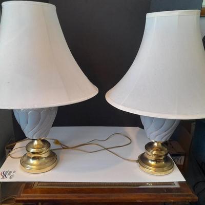 Two matching ceramic base Portable electric Lamps