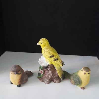Three ceramic bird figures