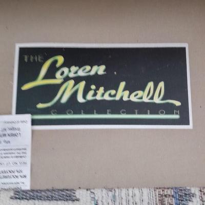 The Loren Mitchell Collection Southwestern style sofa with wood trim front