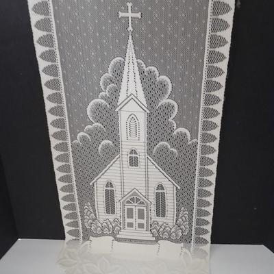 Hanging lace tapestry and framed Jesus wall art