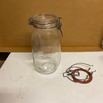 2 L Glass Jar With Glass Lid And Extra Wire Lid