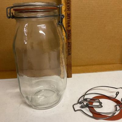 2 L Glass Jar With Glass Lid And Extra Wire Lid