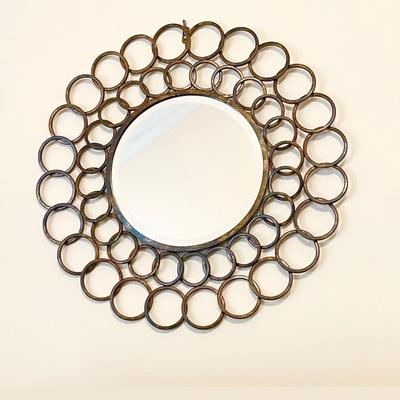 Gold Ring Accent Metal Beveled Mirror