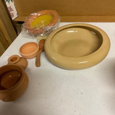 Miscellaneous Pottery, Candle And Spoon