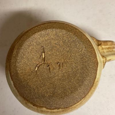 Handmade Stoneware Pottery Pitcher Signed