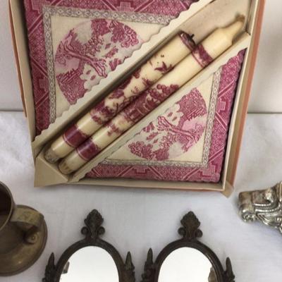 216 Vintage Decorative Lot with Red Willow Candles