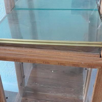 Lighted Curio cabinet with 3 glass shelves and stained-glass design