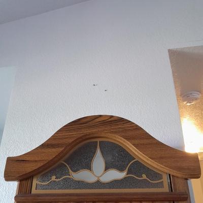 Lighted Curio cabinet with 3 glass shelves and stained-glass design