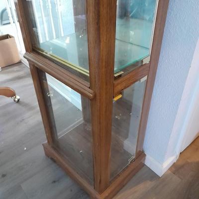 Lighted Curio cabinet with 3 glass shelves and stained-glass design