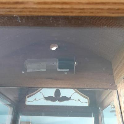 Lighted Curio cabinet with 3 glass shelves and stained-glass design