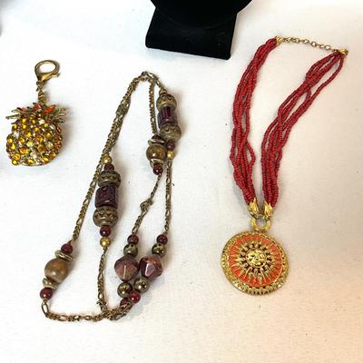 1217 Lot of Coral Themed Necklaces and Keychain Fobs