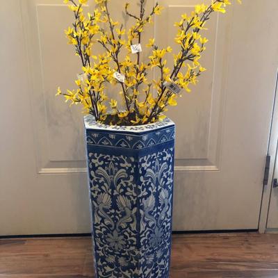 1319 Umbrella Stand with Faux Forsythia
