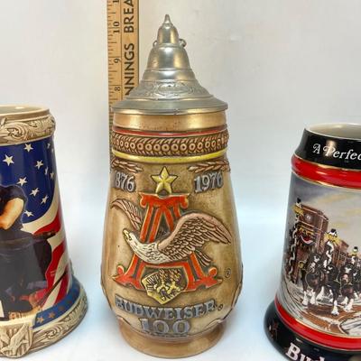 Vintage Lot of Miller Brewing Company & Budweiser Collectible Beer Stein Drinking Mugs