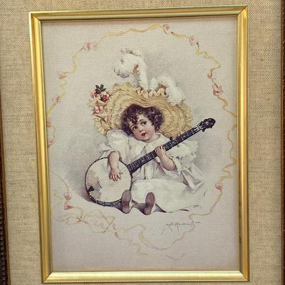 Vintage Susanna Little Girl Playing Banjo Maud Humphrey Bogart The Heirloom Tradition Framed Art Print