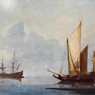 Small Vintage Art Print A Dutch Yacht and Other Vessels by Hendrick Dubbels