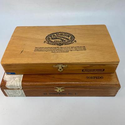 Pair of Vintage Wooden Cigar Boxes Padron Cuban