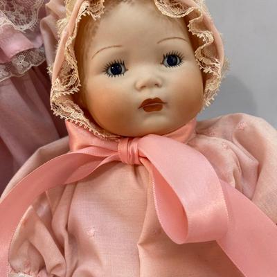 Pair of Vintage Bisque Porcelain Soft Body Baby Dolls