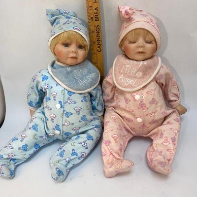 Ashton Drake Galleries Daddy's Little Helper & Mommy's Little Angel Porcelain Bisque Soft Body Dolls
