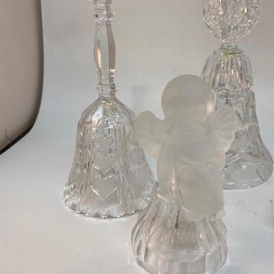 Collectible Crystal Bells Clear Glass Lot of 6
