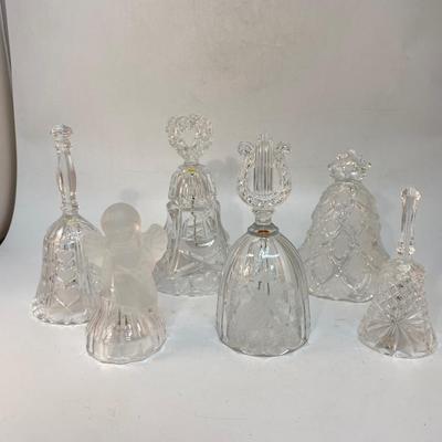Collectible Crystal Bells Clear Glass Lot of 6