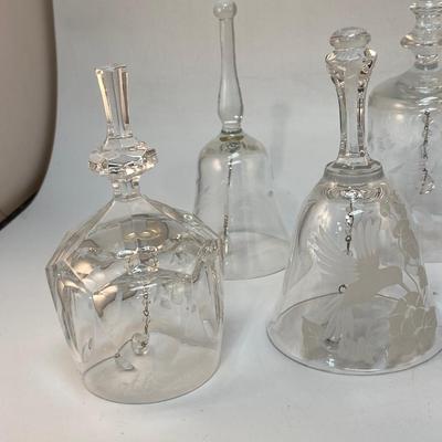 Vintage Crystal & Glass Decorative Bell 9 pc Lot