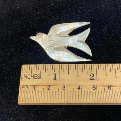 Vintage Mother of Pearl Abalone Shell Dove Bird Pin Bethlehem