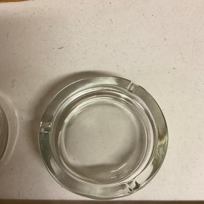 Two Clear Glass Ashtrays 1/2â€ Thick