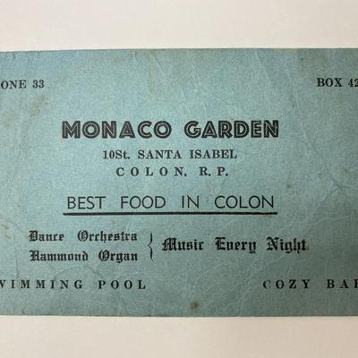 Benny Goodman and Gene Krupa signed Monaco Garden hotel card