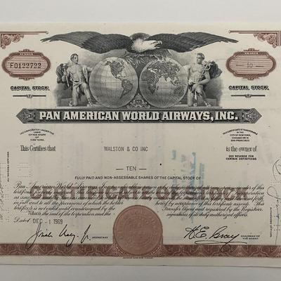 Pan American World Airways, INC Ten Shares Certificate of Stock