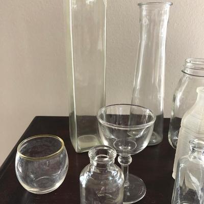 Small glass vases bottle some very old.