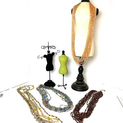1232 Lotof Three Mannequins and Joan Rivers Necklaces