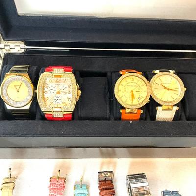 1237 Lot of Women's Michael Kors Watches with Display Case