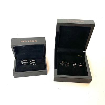 1239 Jan Leslie Black Onyx and Silver Men's Jewelry Lot