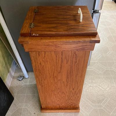 Wooden kitchen trash can