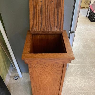 Wooden kitchen trash can