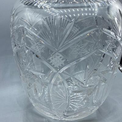 Large Heavy Quality Cut Crystal Flower Vase Pinwheel and Star Pattern