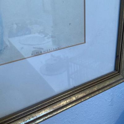 Framed Art, Bird Cage And Tin Hat Bird House
