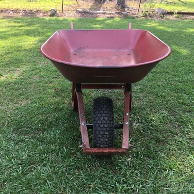 TrueTemper steel wheel barrow, red