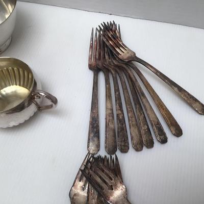 993 Silver Plate Cream & Sugar with Forks